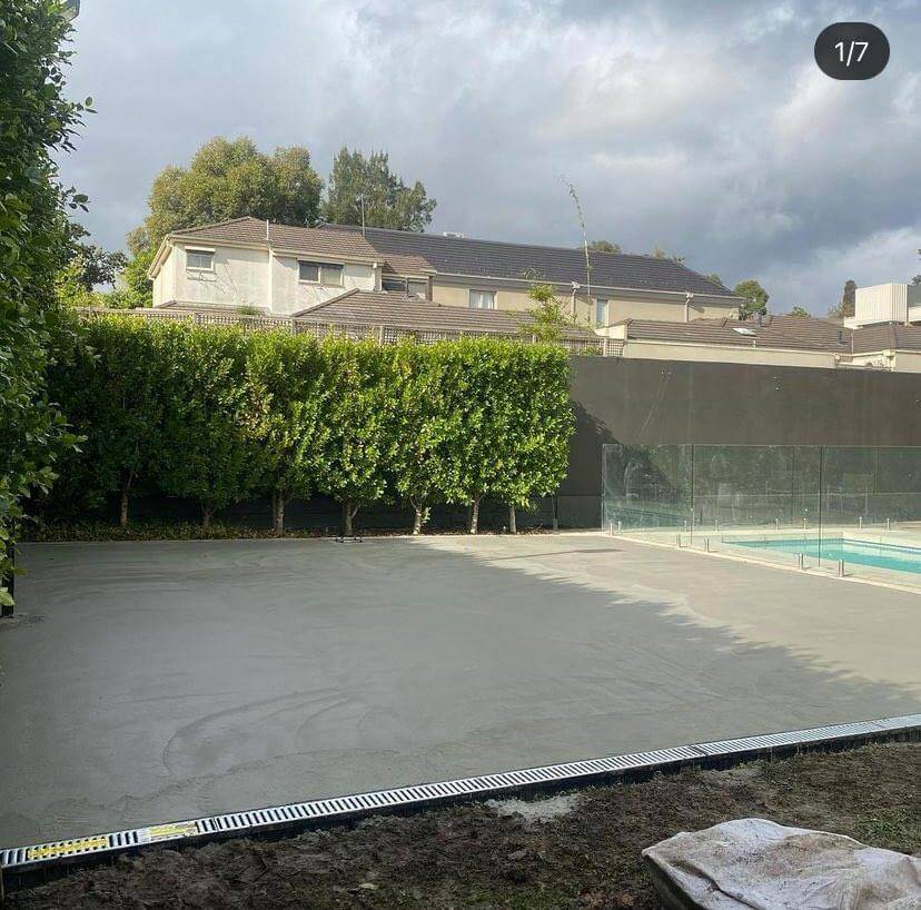 concrete around pool area